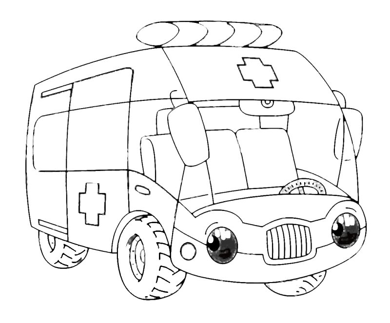 Раскраска для детей - Машина скорой помощи