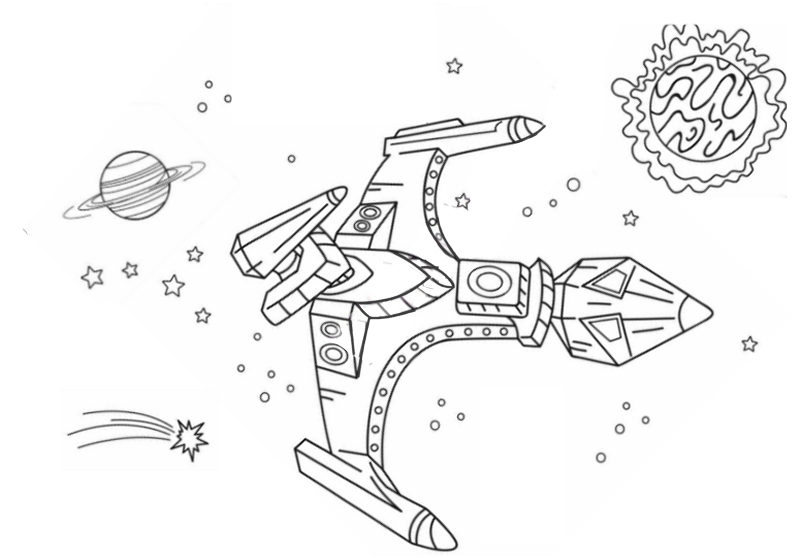 Раскраска для детей - Космический корабль