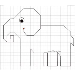 графический диктант для детей - Слон  style=