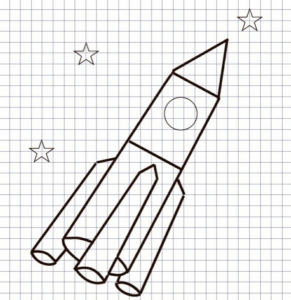 Рисовать ракету по клеточкам