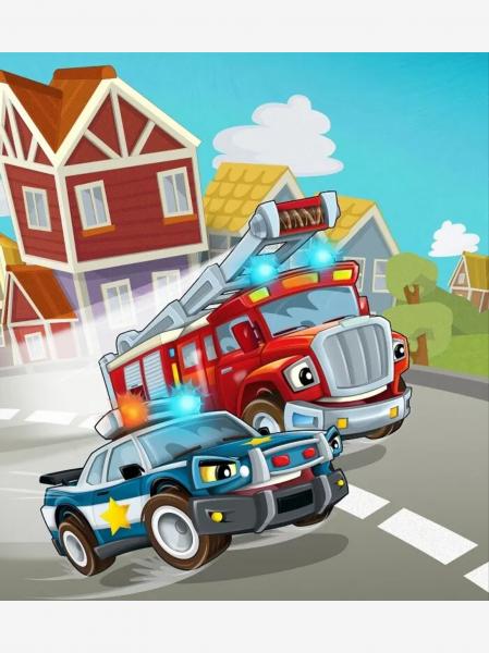 Сказка про пожарную машину и полицейскую машину